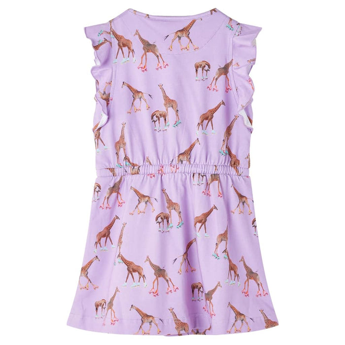 Rochie de copii, mâneci cu volane șnur talie, lila 128 WALTI