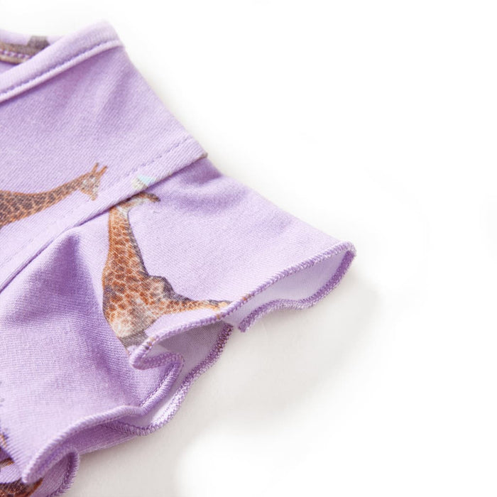 Rochie de copii, mâneci cu volane șnur talie, lila 140 - WALTI WALTI