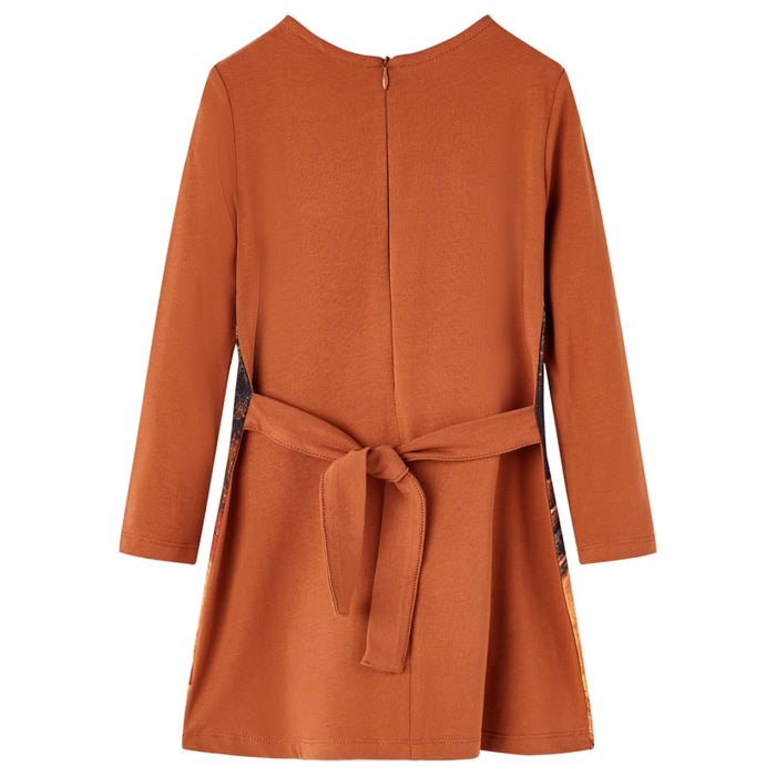Rochie pentru copii cu mâneci lungi, coniac, 128 - WALTI WALTI