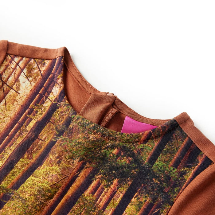 Rochie pentru copii cu mâneci lungi, coniac, 128 - WALTI WALTI
