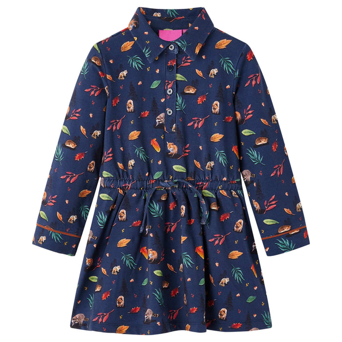 Rochie cu mâneci lungi pentru copii, bleumarin, 140 - WALTI WALTI