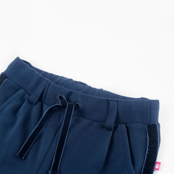 Pantaloni pentru copii cu ornamente negre, bleumarin, 128 WALTI