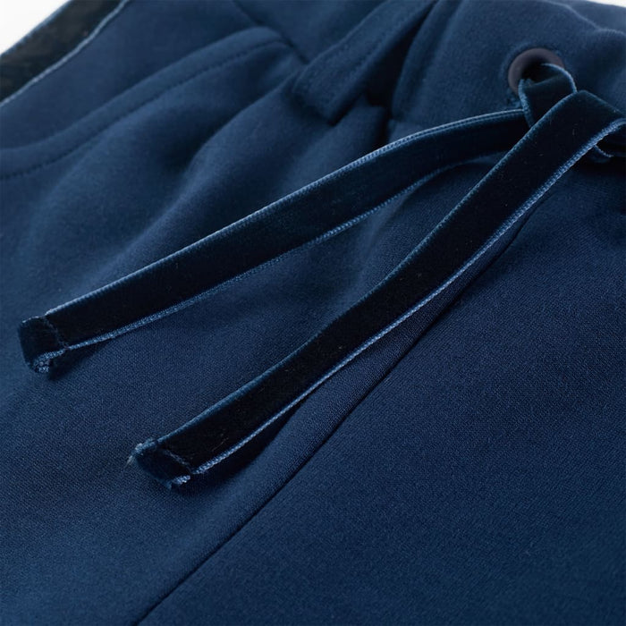 Pantaloni pentru copii cu ornamente negre, bleumarin, 128 WALTI