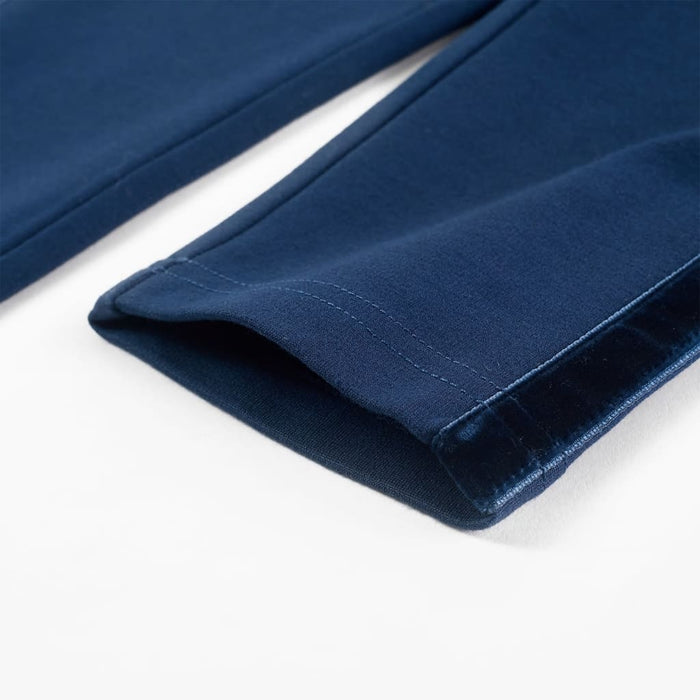 Pantaloni pentru copii cu ornamente negre, bleumarin, 128 WALTI