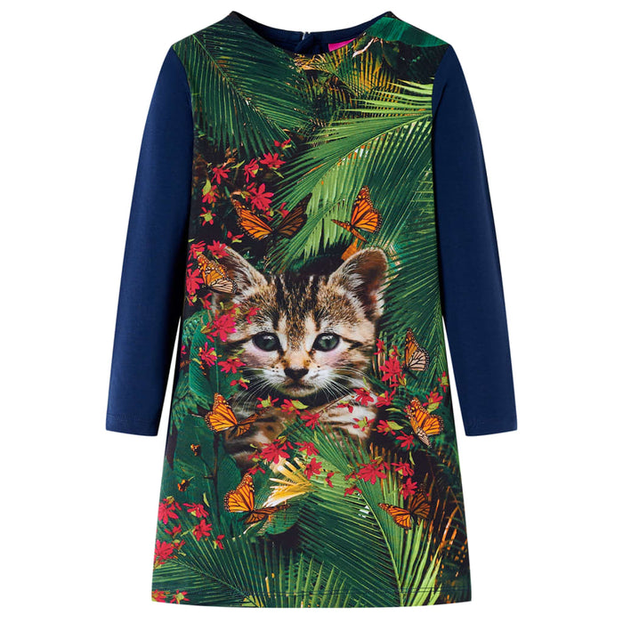 Rochie pentru copii cu mâneci lungi, bleumarin, 128 - WALTI WALTI