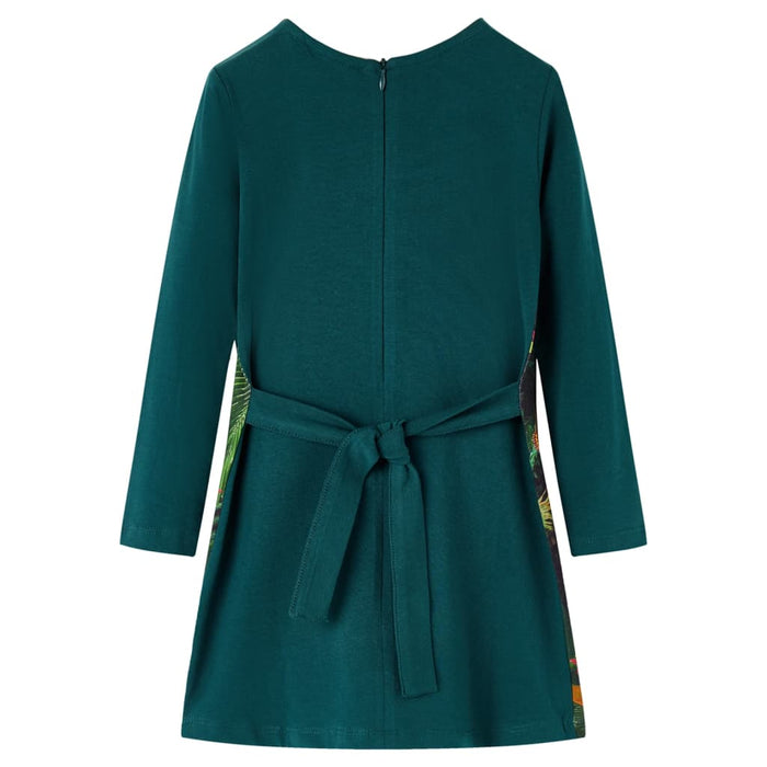 Rochie pentru copii cu mâneci lungi, verde închis, 128 - WALTI WALTI