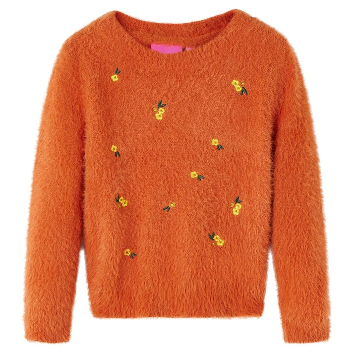 Pulover tricotat pentru copii, portocaliu ars, 128 WALTI