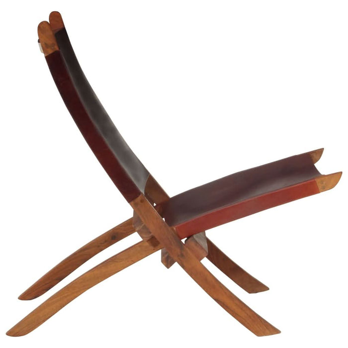 Scaun relaxant pliant, maro închis, piele naturală - WALTI WALTI