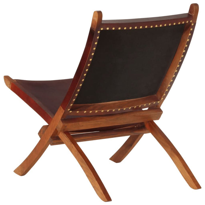 Scaun relaxant pliant, maro închis, piele naturală - WALTI WALTI