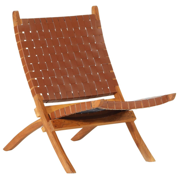 Scaun relaxant pliant, maro, piele naturală - WALTI WALTI