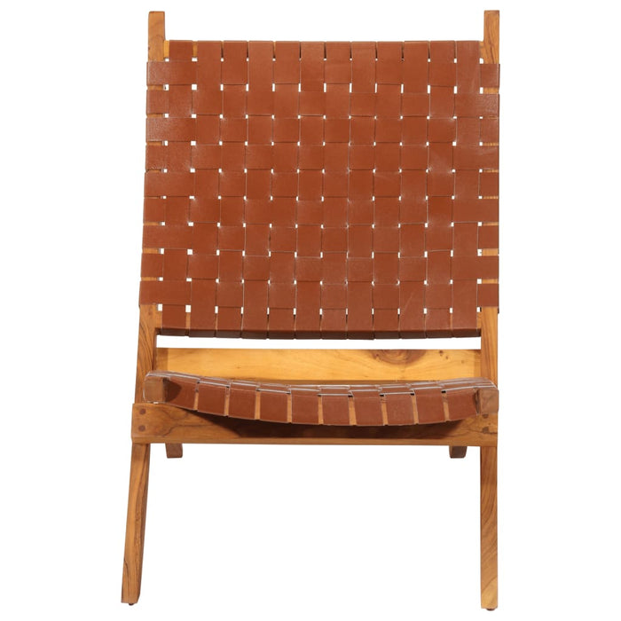 Scaun relaxant pliant, maro, piele naturală - WALTI WALTI