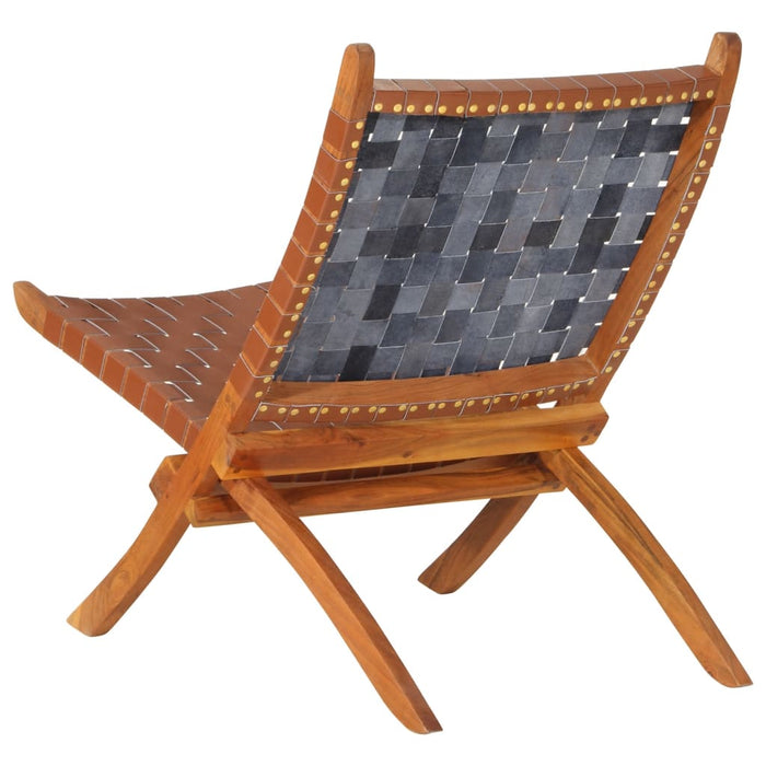Scaun relaxant pliant, maro, piele naturală - WALTI WALTI