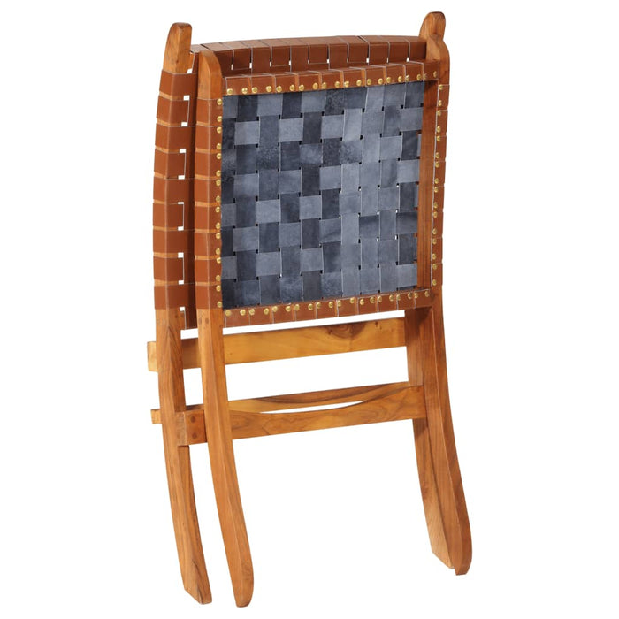 Scaun relaxant pliant, maro, piele naturală - WALTI WALTI