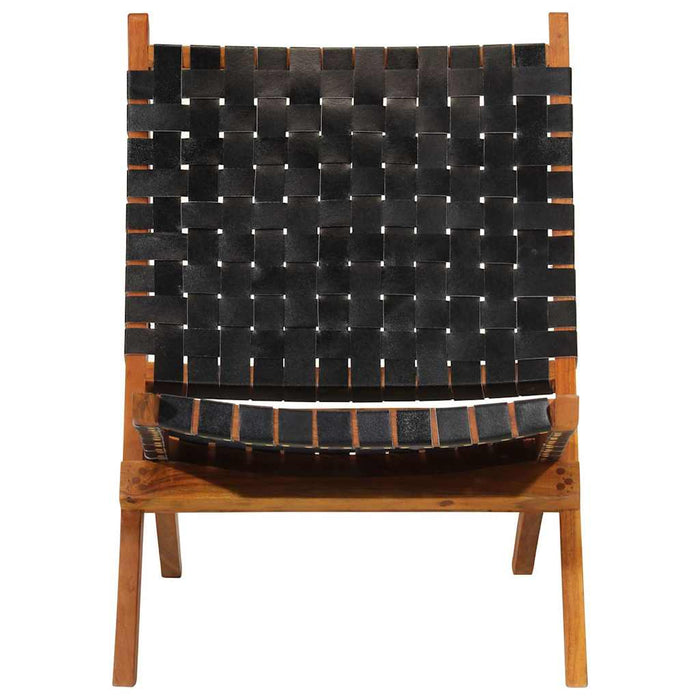 Scaun relaxant pliant, negru, piele naturală - WALTI WALTI