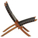Scaun relaxant pliant, negru, piele naturală - WALTI WALTI