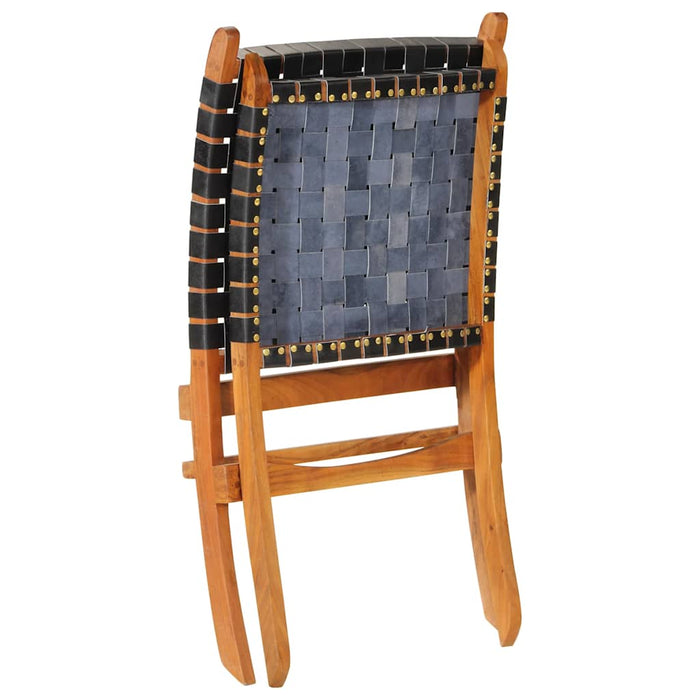 Scaun relaxant pliant, negru, piele naturală - WALTI WALTI