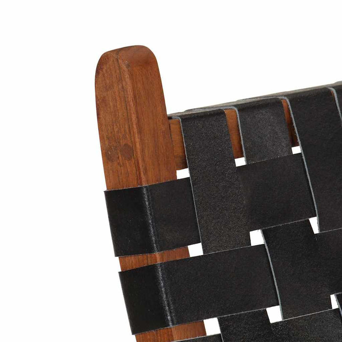 Scaun relaxant pliant, negru, piele naturală - WALTI WALTI