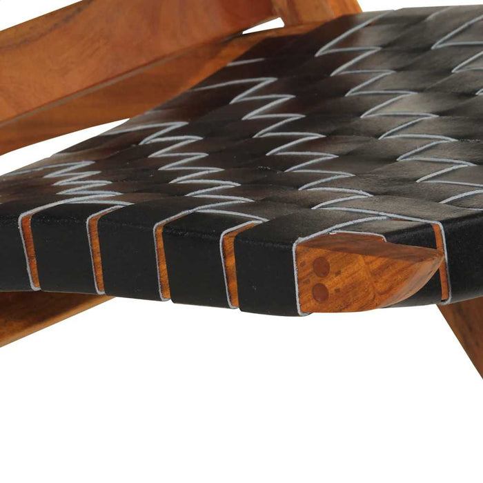 Scaun relaxant pliant, negru, piele naturală - WALTI WALTI