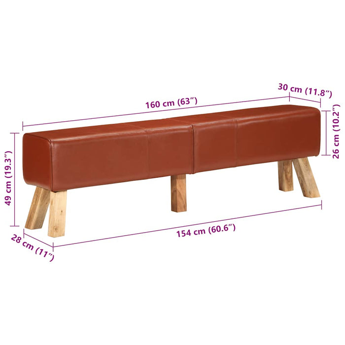 Bancă de gimnastică, maro, 160 cm, piele naturală - WALTI WALTI