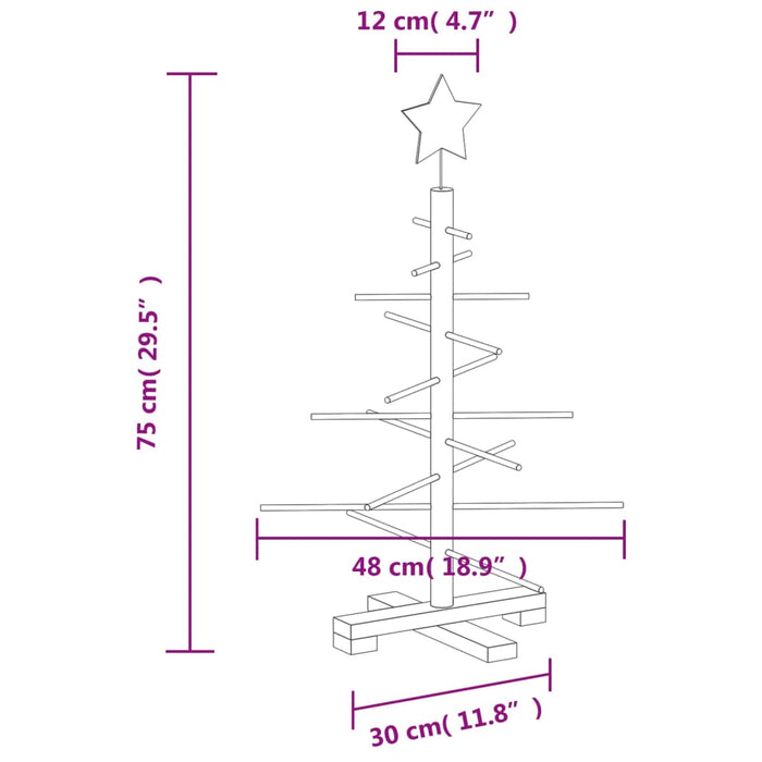 Brad de Crăciun din lemn decorativ, 75 cm, lemn de pin masiv WALTI