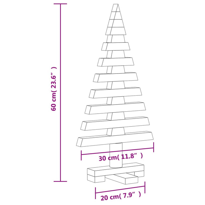 Brad de Crăciun din lemn decorativ, 60 cm, lemn de pin masiv - WALTI WALTI