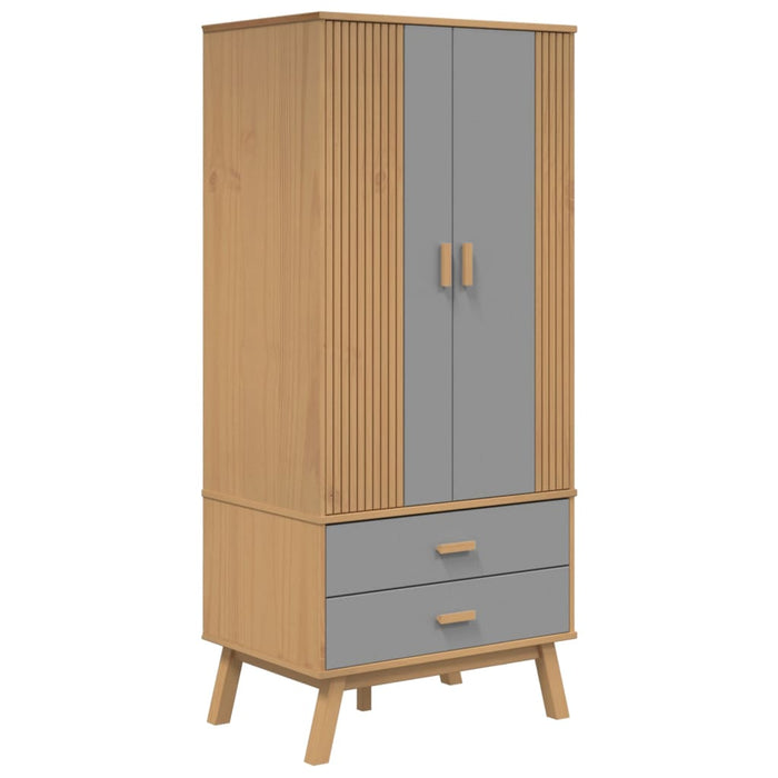 Șifonier "OLDEN", gri/maro, 76,5x53x172 cm, lemn masiv pin - WALTI WALTI