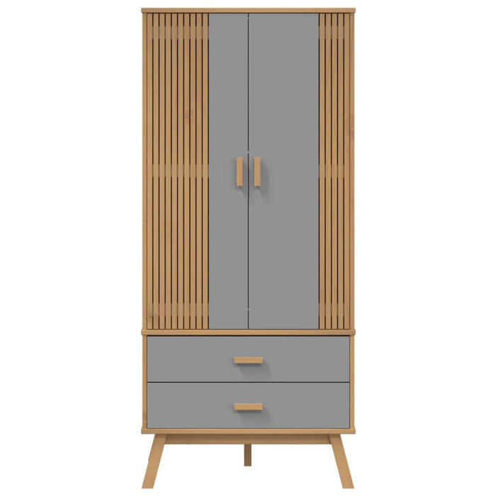 Șifonier "OLDEN", gri/maro, 76,5x53x172 cm, lemn masiv pin - WALTI WALTI