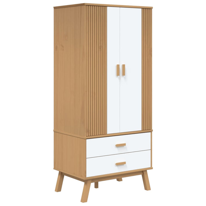 Șifonier "OLDEN", alb/maro, 76,5x53x172 cm, lemn masiv pin - WALTI WALTI