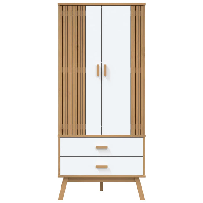 Șifonier "OLDEN", alb/maro, 76,5x53x172 cm, lemn masiv pin - WALTI WALTI