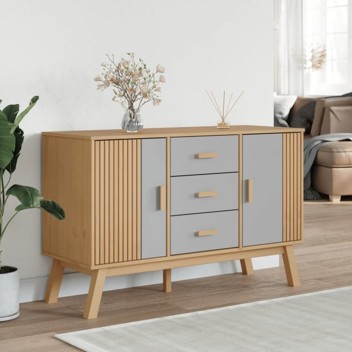 Dulap "OLDEN", gri și maro, 114x43x73,5 cm, lemn masiv pin - WALTI WALTI