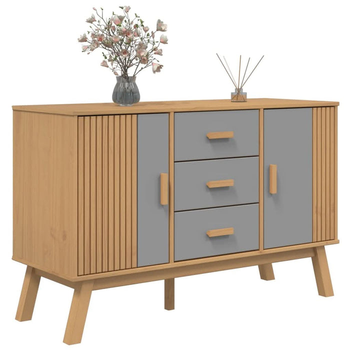 Dulap "OLDEN", gri și maro, 114x43x73,5 cm, lemn masiv pin - WALTI WALTI