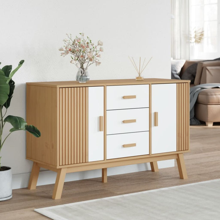 Servantă "OLDEN", alb și maro, 114x43x73,5 cm, lemn masiv pin - WALTI WALTI