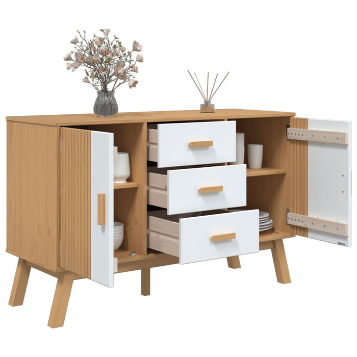 Servantă "OLDEN", alb și maro, 114x43x73,5 cm, lemn masiv pin - WALTI WALTI