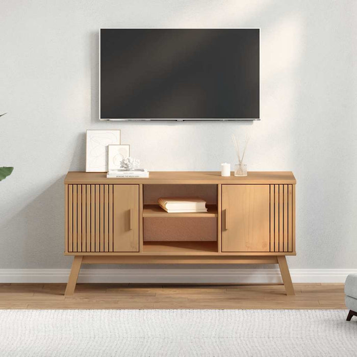 Dulap TV „OLDEN”, maro, 114x43x57 cm, lemn masiv pin - WALTI WALTI