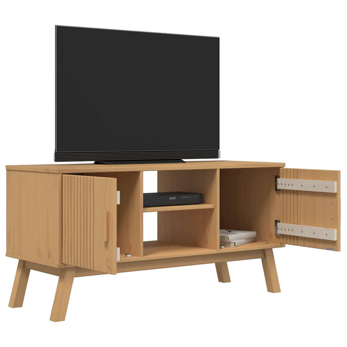 Dulap TV „OLDEN”, maro, 114x43x57 cm, lemn masiv pin - WALTI WALTI