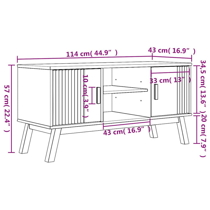 Dulap TV „OLDEN”, maro, 114x43x57 cm, lemn masiv pin - WALTI WALTI