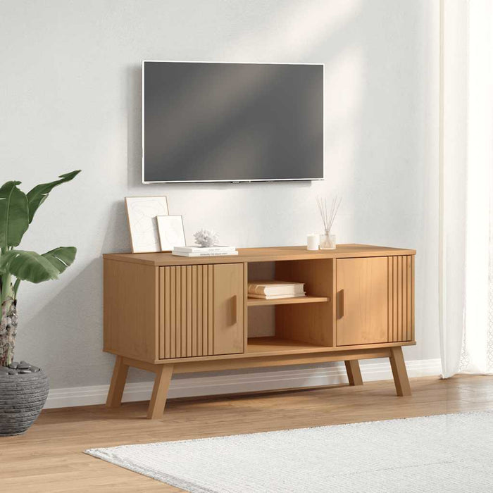 Dulap TV „OLDEN”, maro, 114x43x57 cm, lemn masiv pin - WALTI WALTI