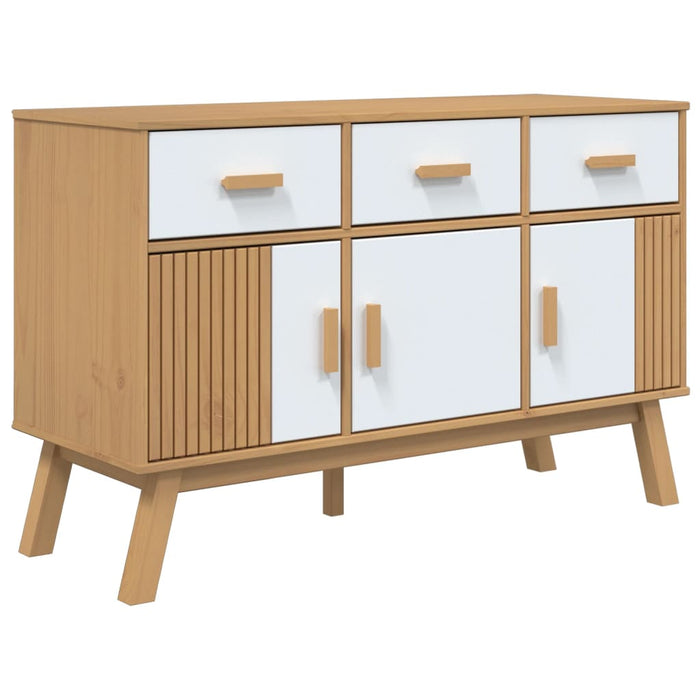Servantă "OLDEN", alb și maro, 114x43x73,5 cm, lemn masiv pin WALTI