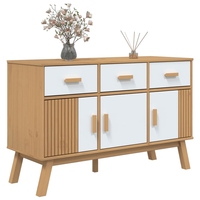 Servantă "OLDEN", alb și maro, 114x43x73,5 cm, lemn masiv pin WALTI