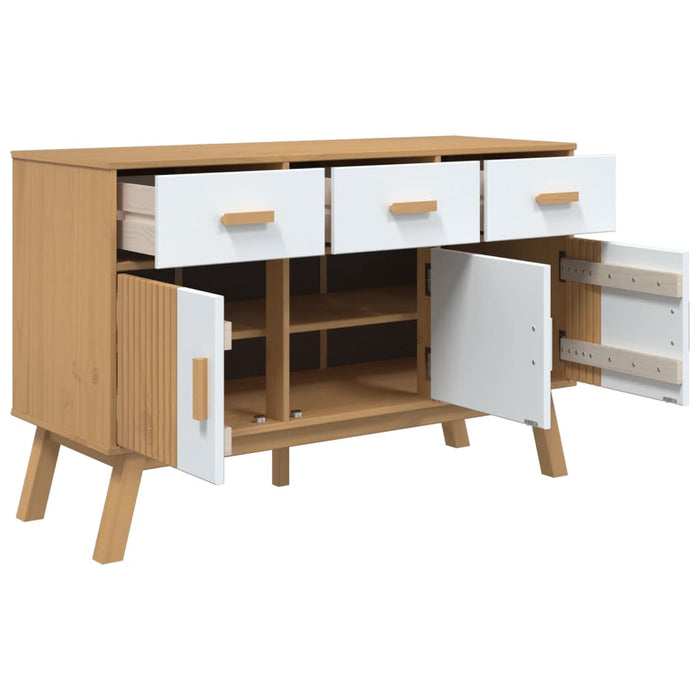 Servantă "OLDEN", alb și maro, 114x43x73,5 cm, lemn masiv pin WALTI