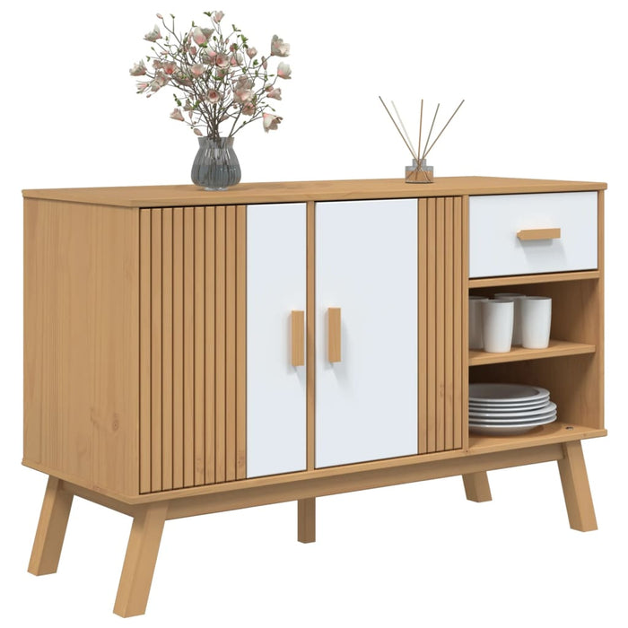 Servantă "OLDEN", alb și maro, 114x43x73,5 cm, lemn masiv pin WALTI