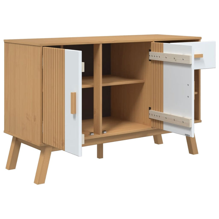 Servantă "OLDEN", alb și maro, 114x43x73,5 cm, lemn masiv pin WALTI