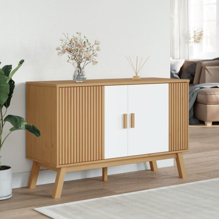 Servantă "OLDEN", alb și maro, 114x43x73,5 cm, lemn masiv pin - WALTI WALTI