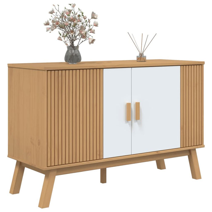 Servantă "OLDEN", alb și maro, 114x43x73,5 cm, lemn masiv pin - WALTI WALTI