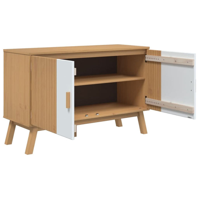 Servantă "OLDEN", alb și maro, 114x43x73,5 cm, lemn masiv pin - WALTI WALTI