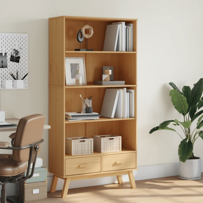 Bibliotecă cu 4 niveluri „OLDEN”, maro, lemn masiv de pin - WALTI WALTI