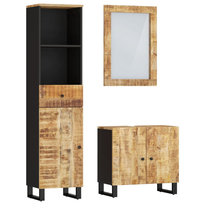 Set mobilier de baie, 3 piese, lemn masiv de mango WALTI