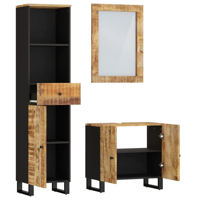 Set mobilier de baie, 3 piese, lemn masiv de mango WALTI