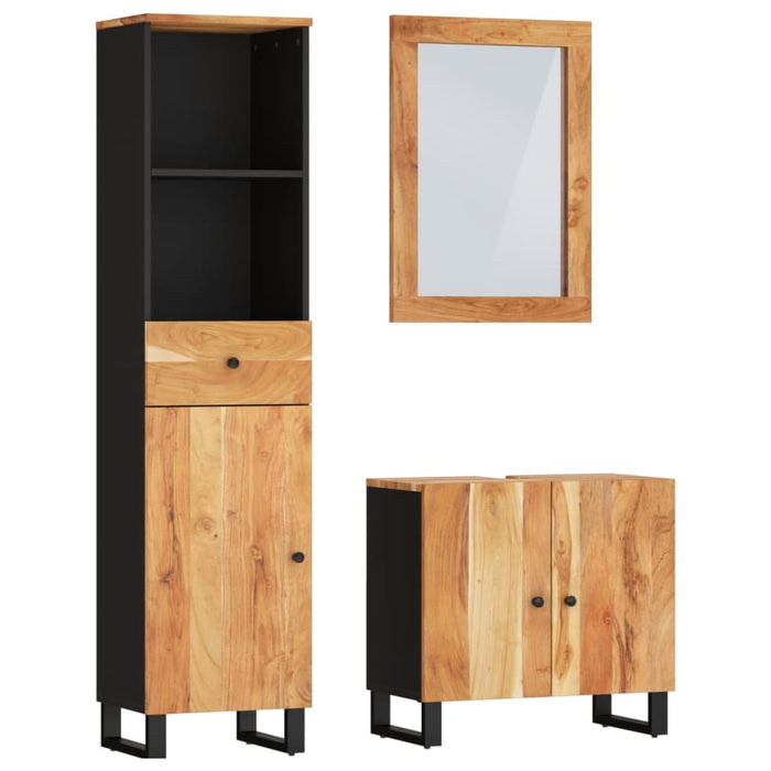 Set mobilier de baie, 3 piese, lemn masiv de acacia WALTI