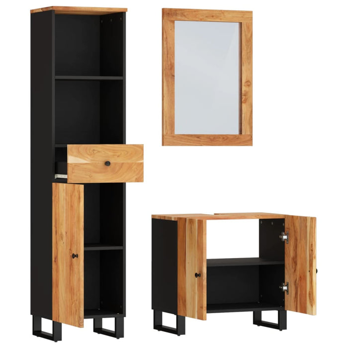 Set mobilier de baie, 3 piese, lemn masiv de acacia WALTI